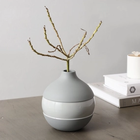 Klova Grey Enamel Vase outdoor greenery  