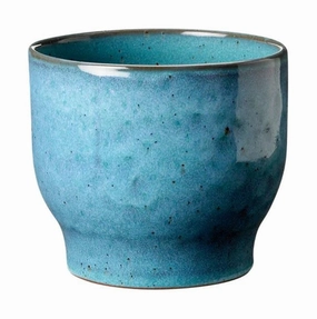 Knabstrup Keramik Flower Planter ? 12,5 Cm, Smoked Blue dried green plant  