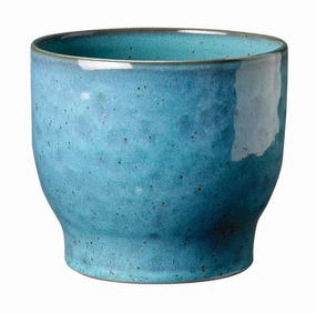 Knabstrup Keramik Flower Pot ? 16,5 Cm, Smoky Blue dried green plant  