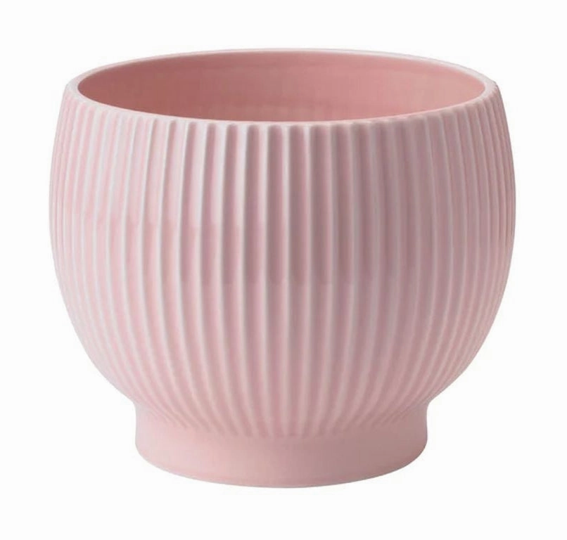 Knabstrup Keramik Flowerpot With Wheels ? 14.5 Cm, Pink dried green plant  