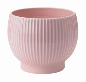 Knabstrup Keramik Flowerpot With Wheels ? 14.5 Cm, Pink dried green plant  