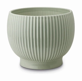 Knabstrup Keramik Flowerpot With Wheels ? 16.5 Cm, Mint Green dried green plant  