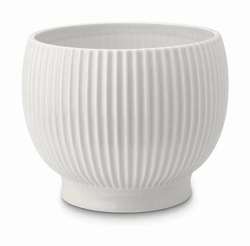 Knabstrup Keramik Flowerpot With Wheels ? 16.5 Cm, White dried green plant  