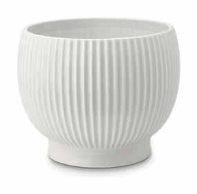 Knabstrup Keramik Flowerpot With Wheels ? 16.5 Cm, White dried green plant  
