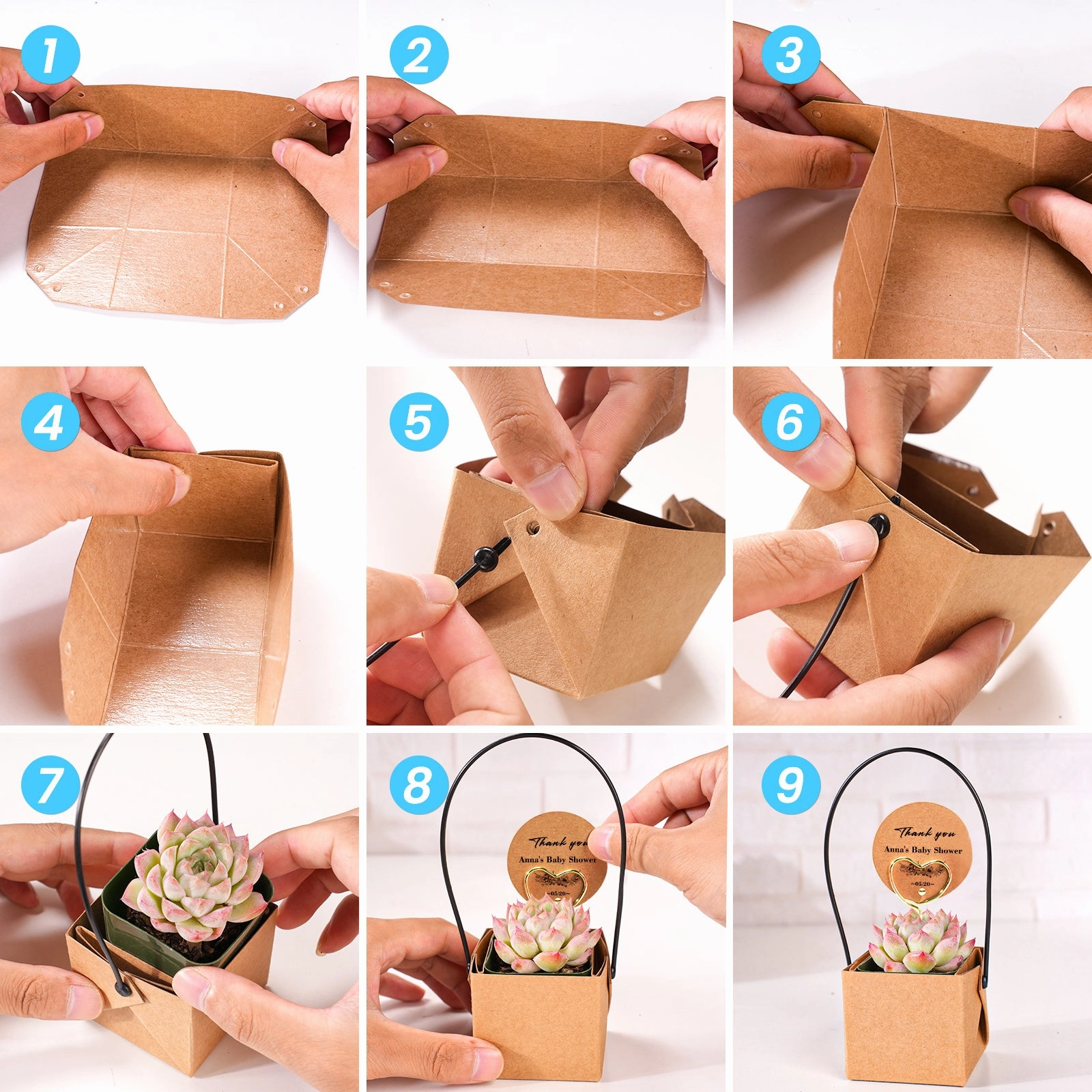 Kraft Paper Succulent Favors (Tag Custom Supported)
