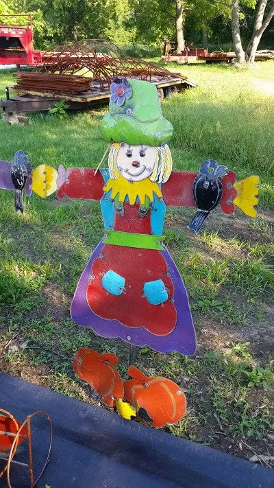 Lady Scarecrow with Pumpkins on Bottom decorative plants  