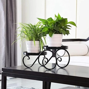 lant Stand for Indoor Black Plant Stand Floor Flower Pot Plant Holder Indoor Outdoor Flower Rack Display for Flower Pot Metal Garden Container Round Supports Rack (1 Piece) cactus succulent plant  