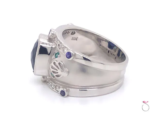 Large 3.50 Carat Tanzanite and Diamond Cocktail Ring in 18K White Gold