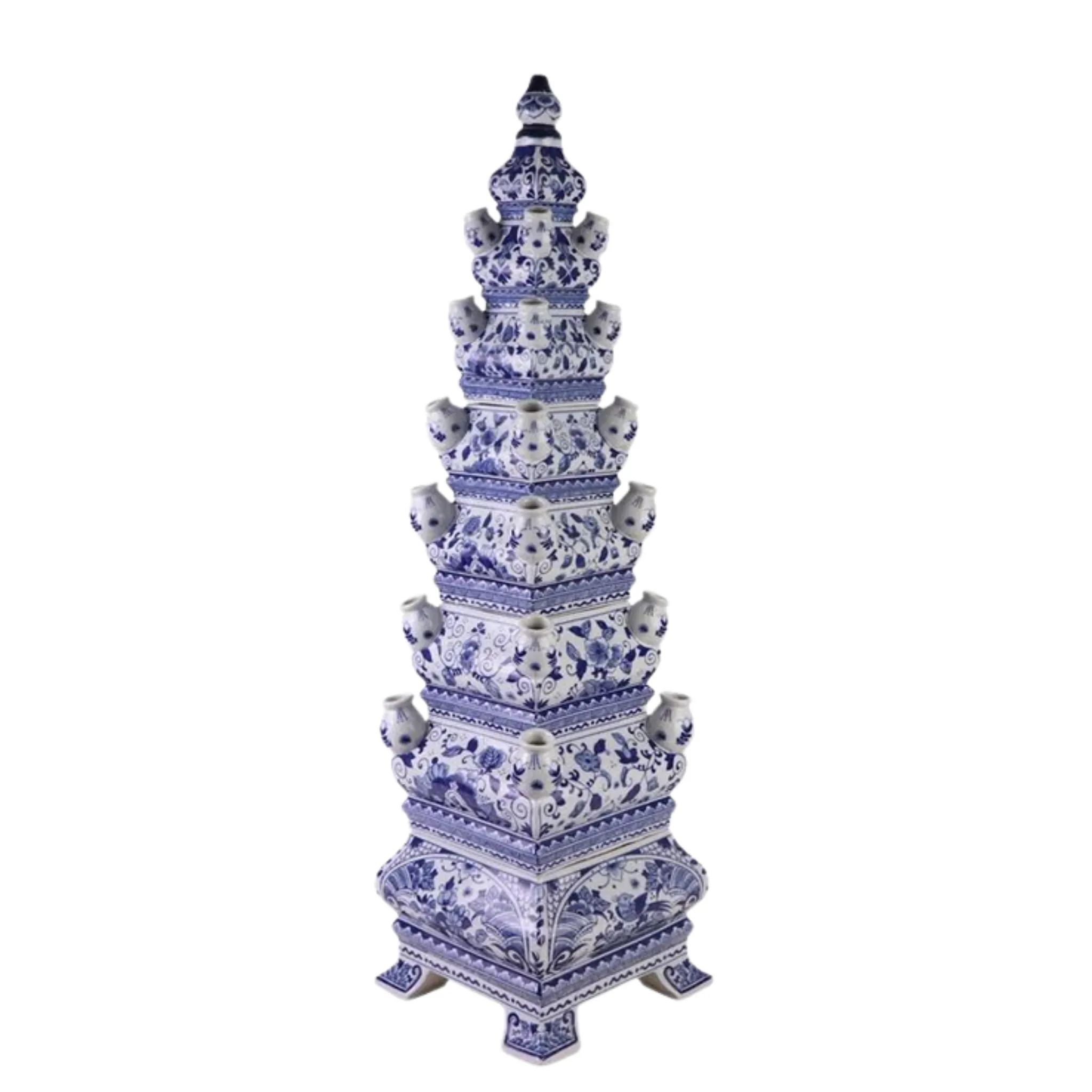 Large Grand Blue and White Tulipiere dried flowers  