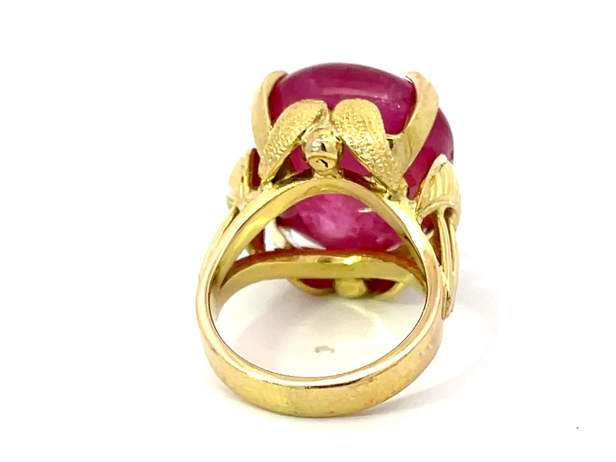 Large Pink Tourmaline Ring 14k Yellow Gold