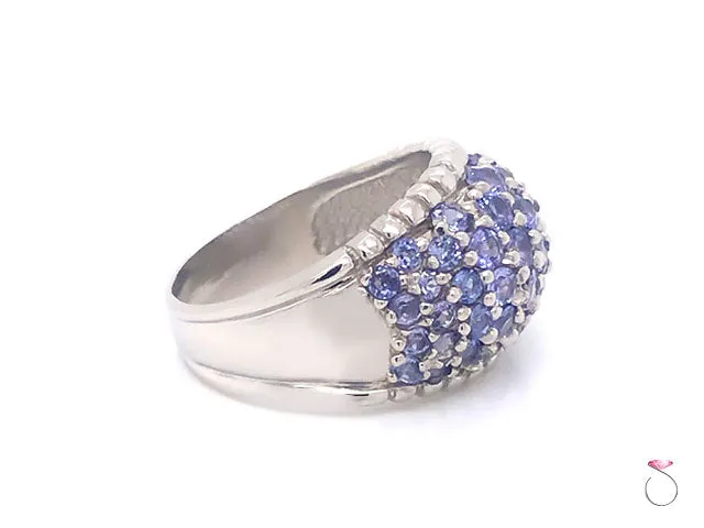 Large Tanzanite Dome Ring in Platinum, Beautiful 2.00 ct. Tanzanite Ring. Size 9