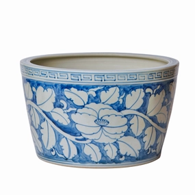 Large Blue and White Rustic Peony Porcelain Planter plant seeds  