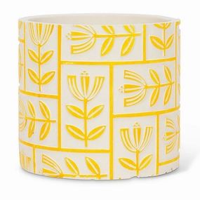 Large Floral Grid Planter - Yellow 6.5"H plant seeds  