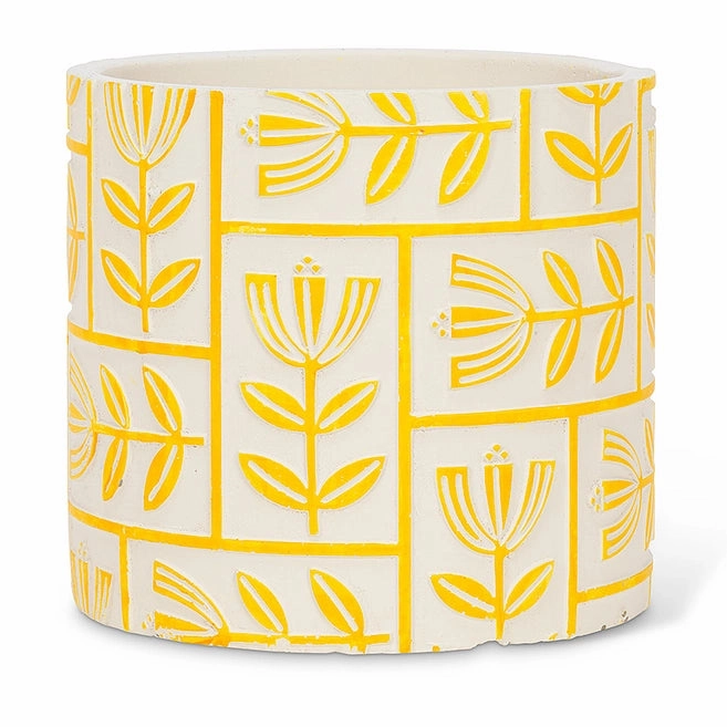 Large Floral Grid Planter - Yellow 6.5"H plant seeds  
