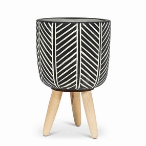 Large Herringbone Tripod Planter - Black 7"H plant seeds  