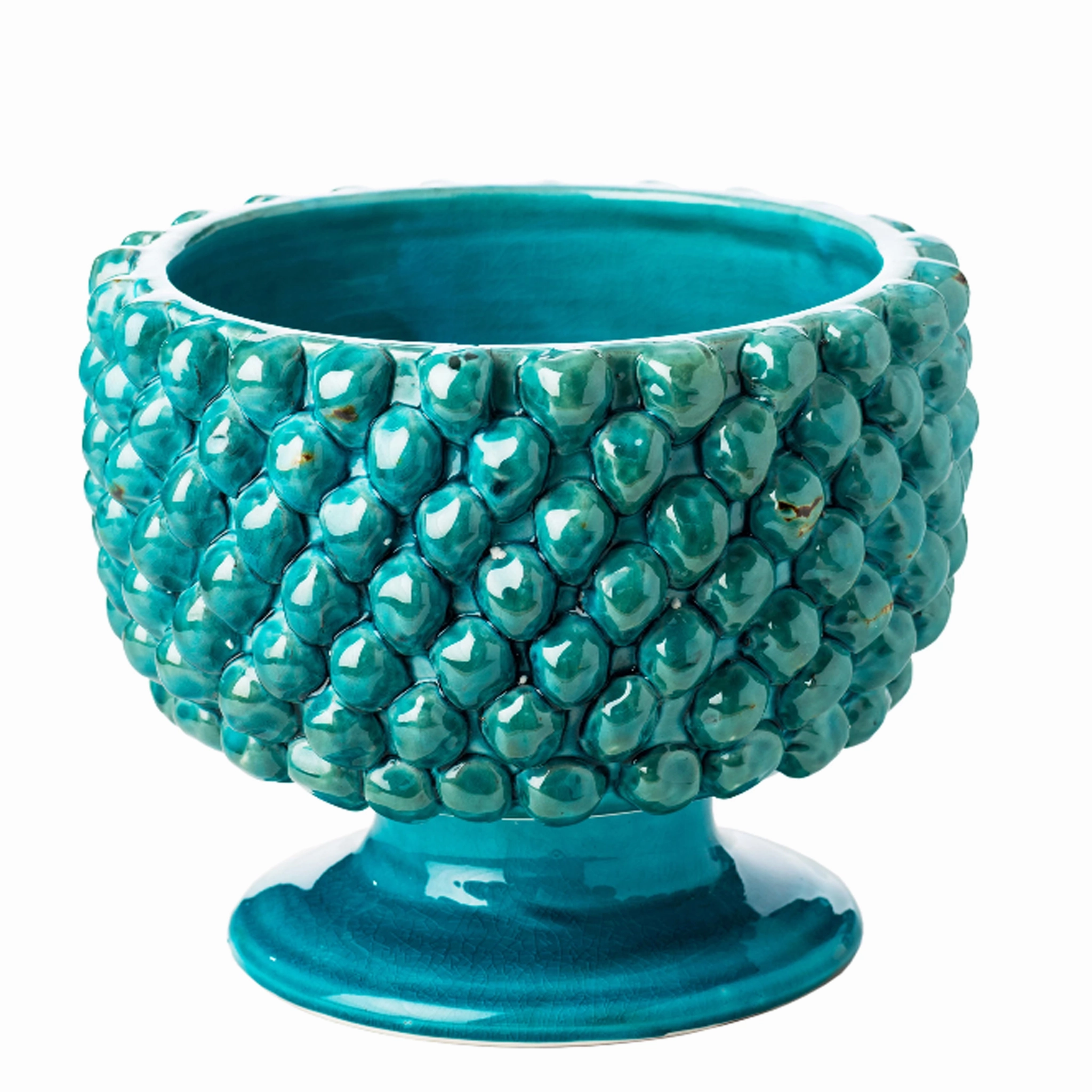 Large Turquoise Vinci Pine Cone Ceramic Planter plant seeds  