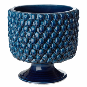 Large Vinci Pine Cone Blue Ceramic Planter plant seeds  
