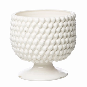Large White Vinci Pine Cone Ceramic Planter plant seeds  