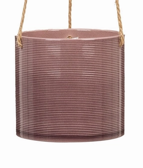 Lavender Hanging Ceramic Pot 429 Aubergine tall green plant  