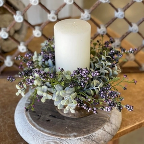 Lavender Pebble Berries Candle Ring xl flower pot  