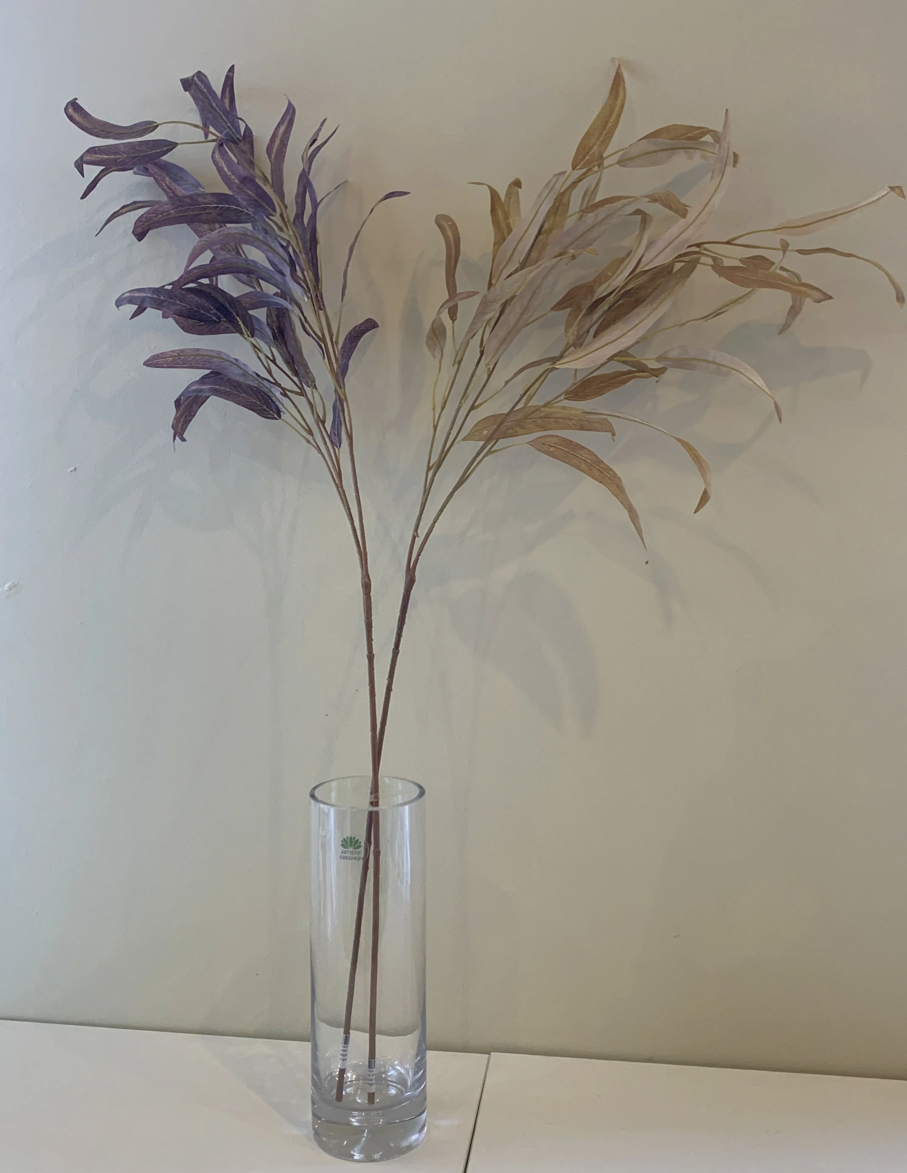 LEA0083 Gum Leaf / Eucalyptus Foliage 102cm Purple / Mustard