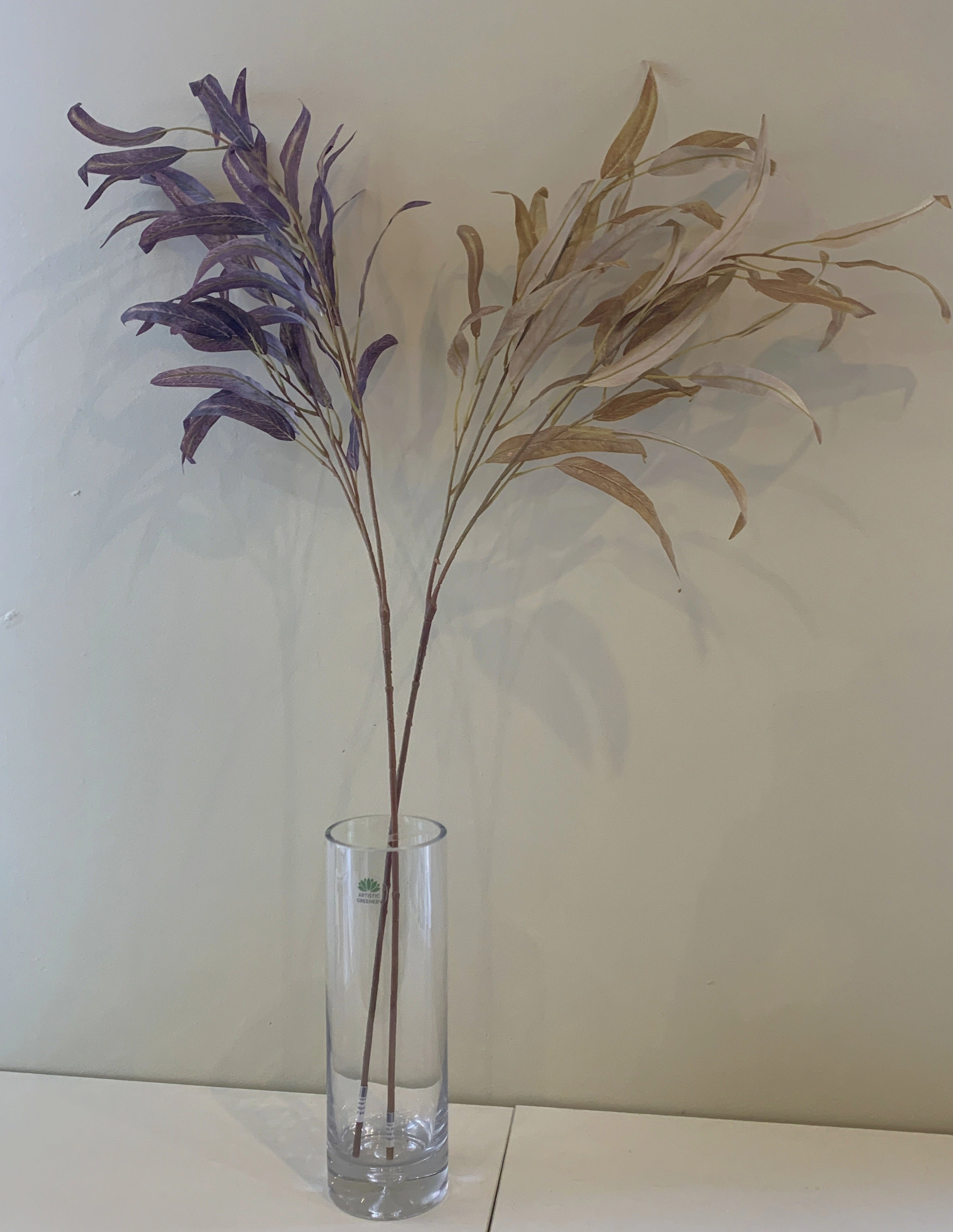 LEA0083 Gum Leaf / Eucalyptus Foliage 102cm Purple / Mustard