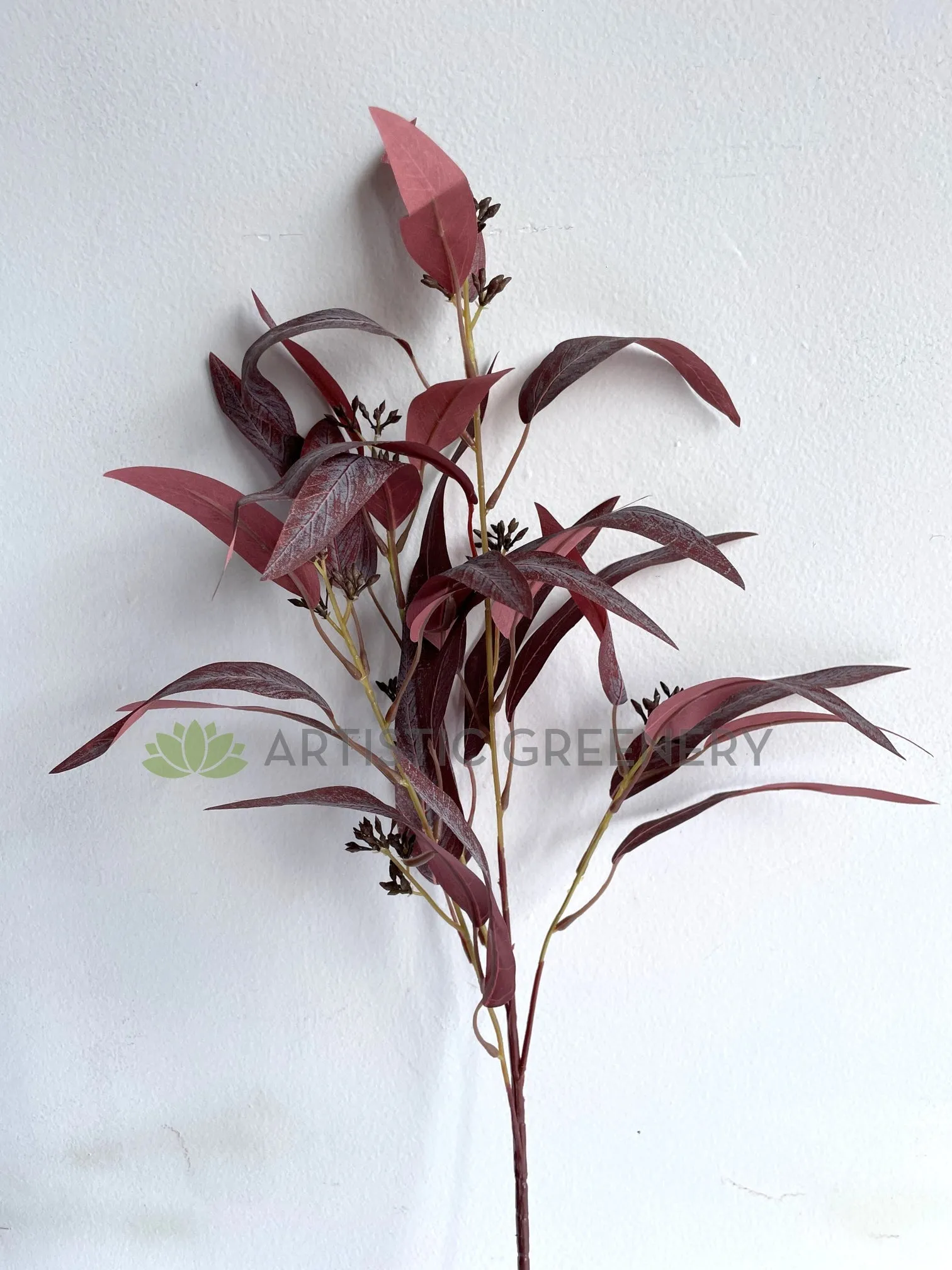 LEA0113PUR Seeded Gum Leaves 88cm Purple