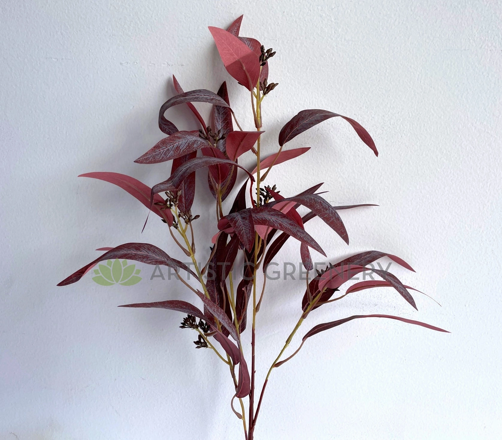 LEA0113PUR Seeded Gum Leaves 88cm Purple