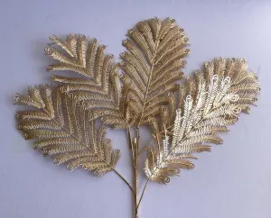 LEA0122 Gold Phoenix Feather 69cm dried green plant  