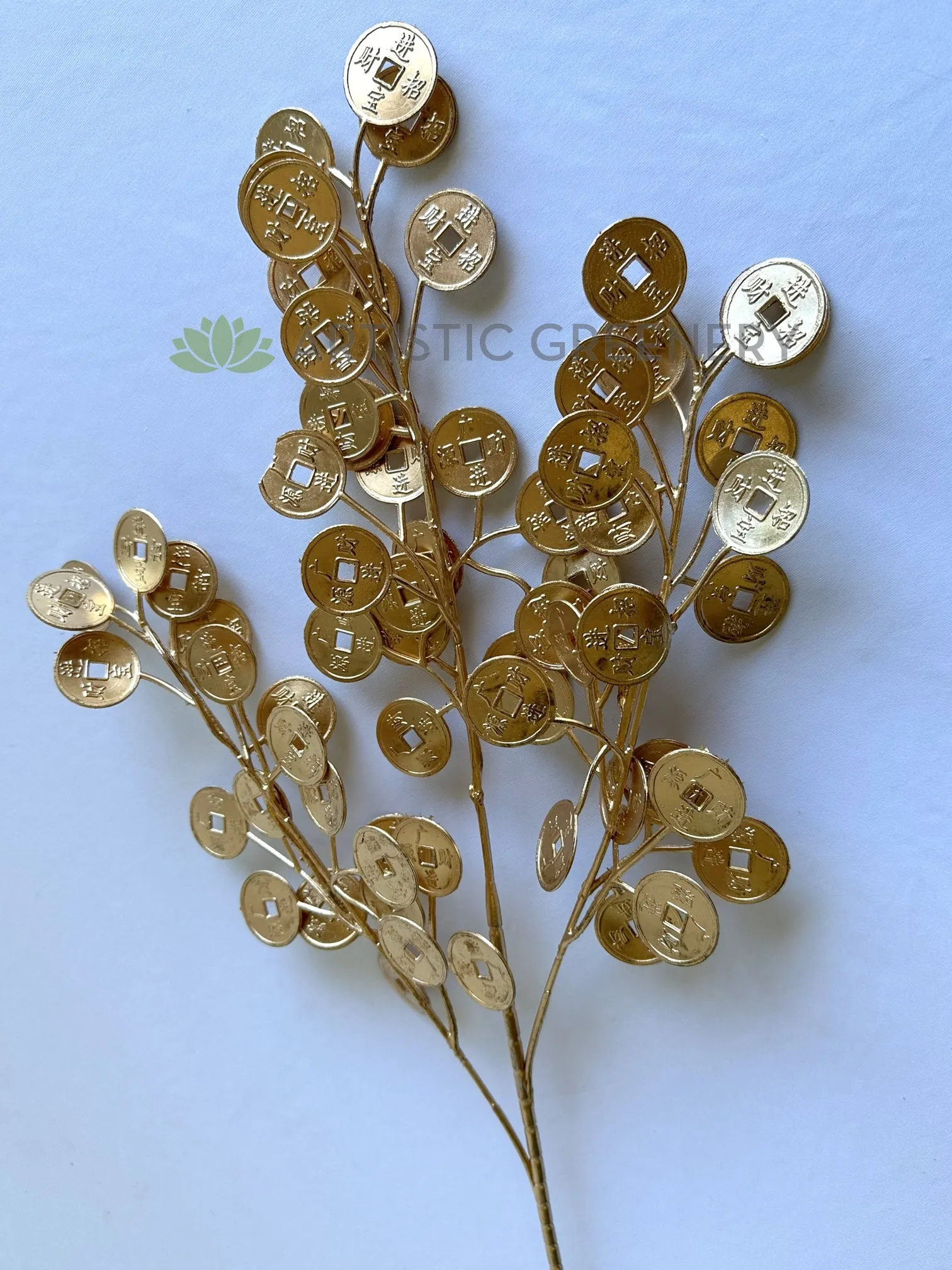 LEA0140 Gold Chinese Coins Foliage 67cm
