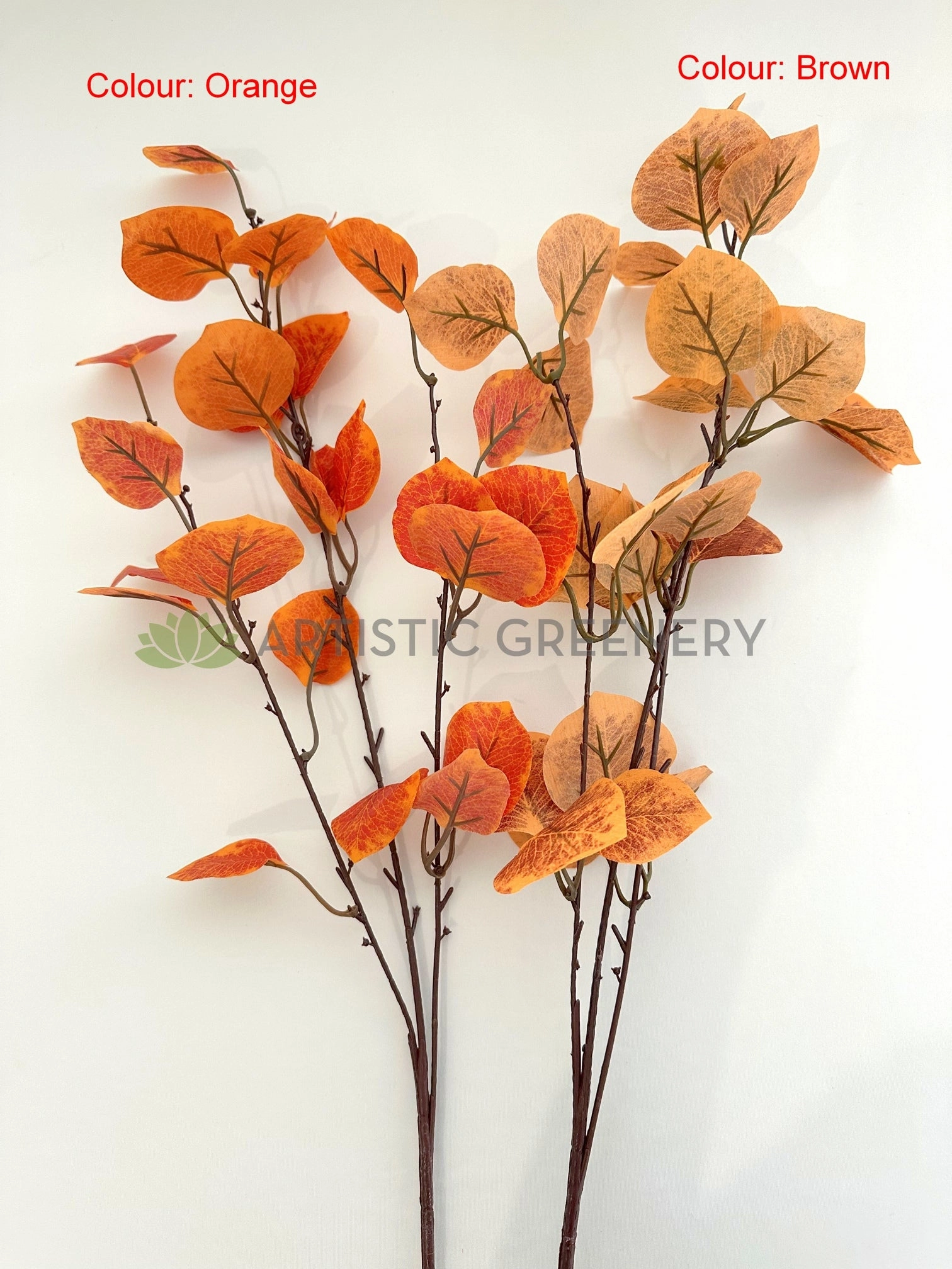 LEA0142 Autumn Fall Eucalyptus Foliage 81cm Orange / Brown