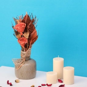 Lea Dried Sunset Orange Small Vase outdoor greenery  