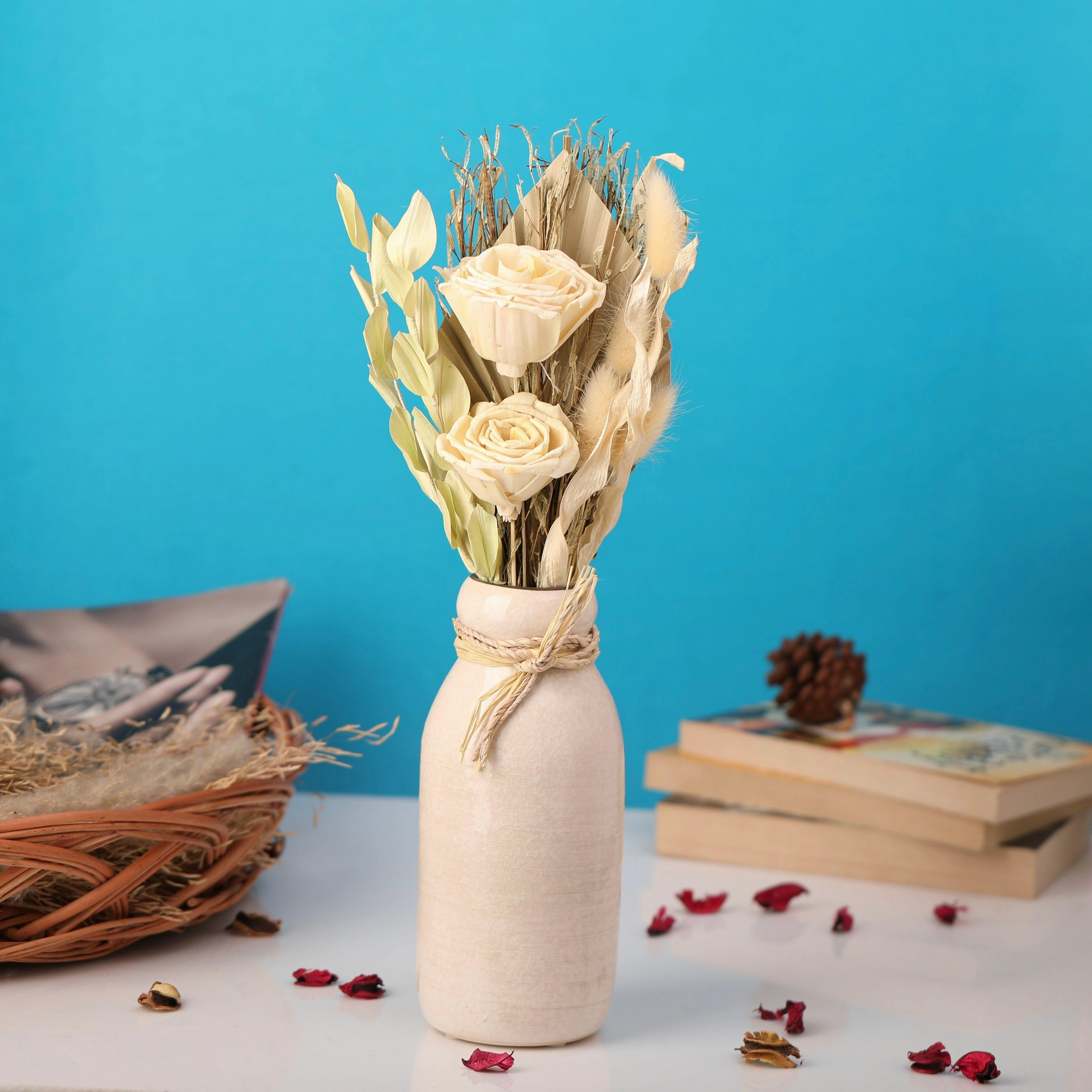 Lea Dried Yellow Delight Big Vase outdoor greenery  