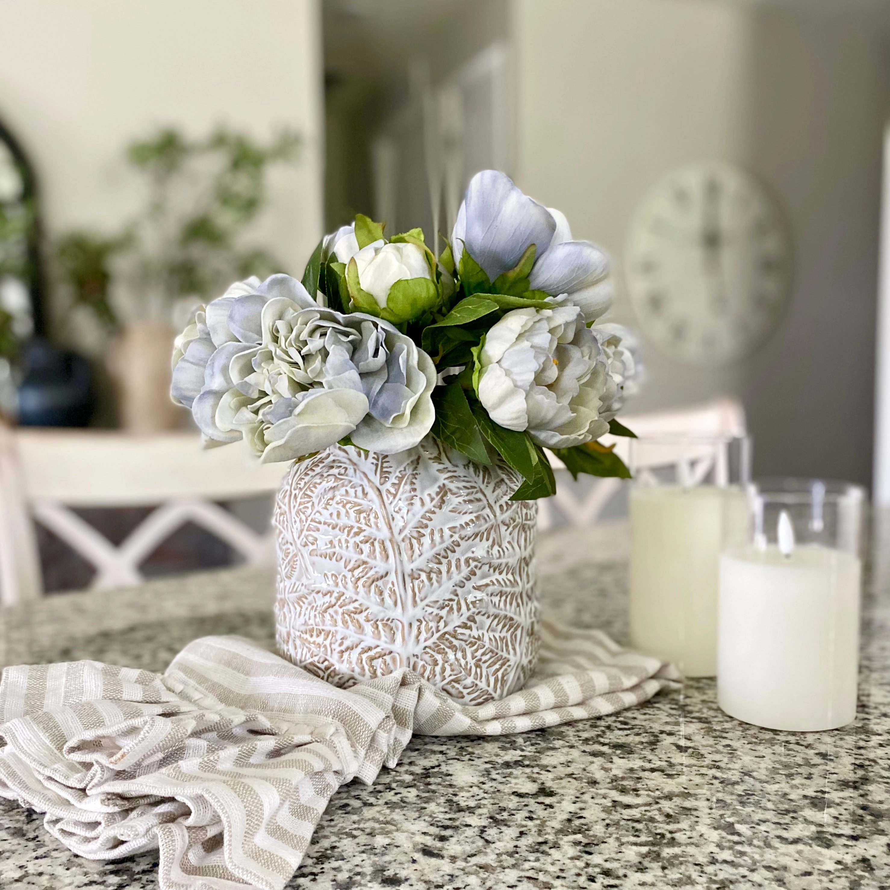 Leaf Embossed Ceramic Vase outdoor greenery  