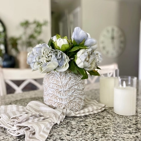 Leaf Embossed Ceramic Vase outdoor greenery  