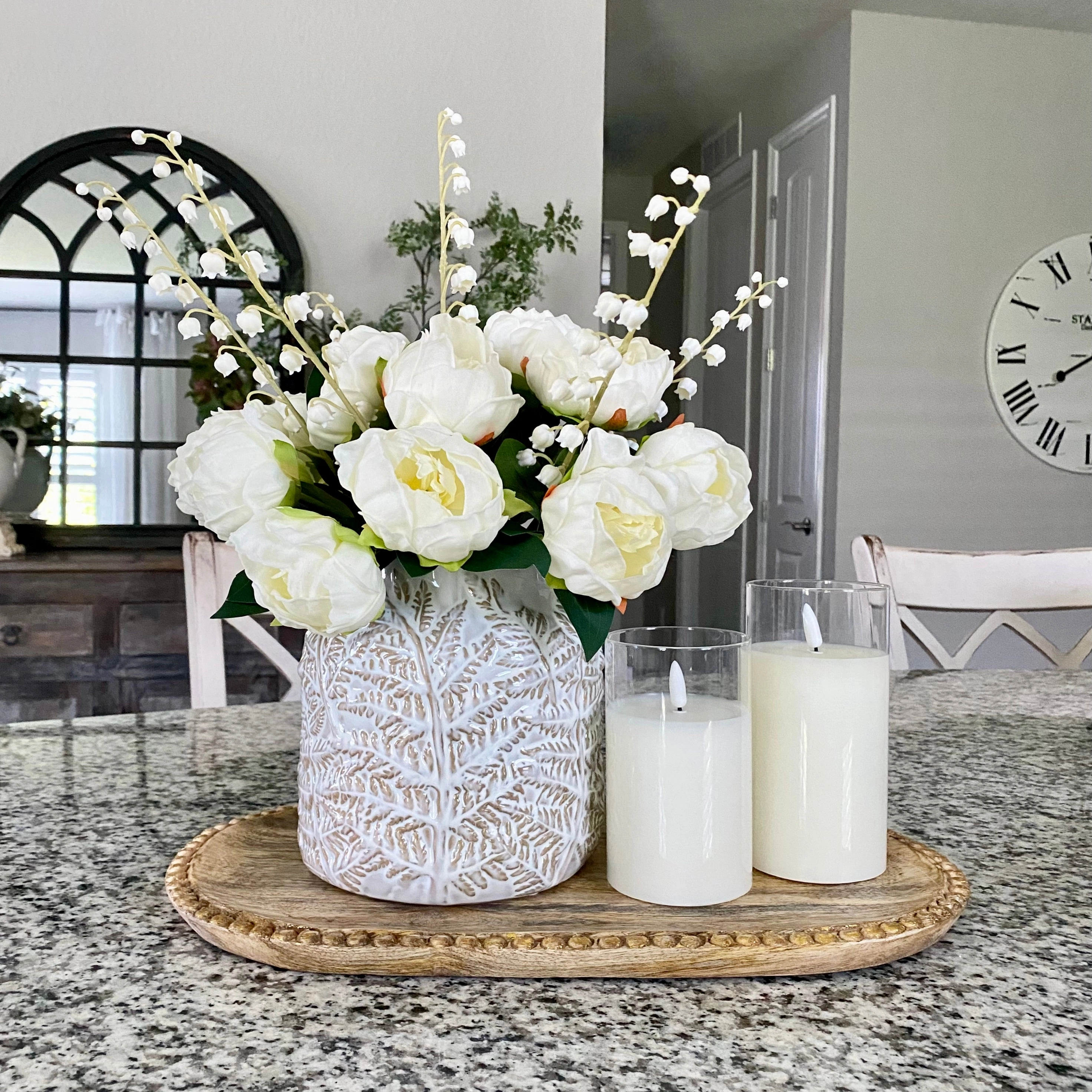 Leaf Embossed Ceramic Vase