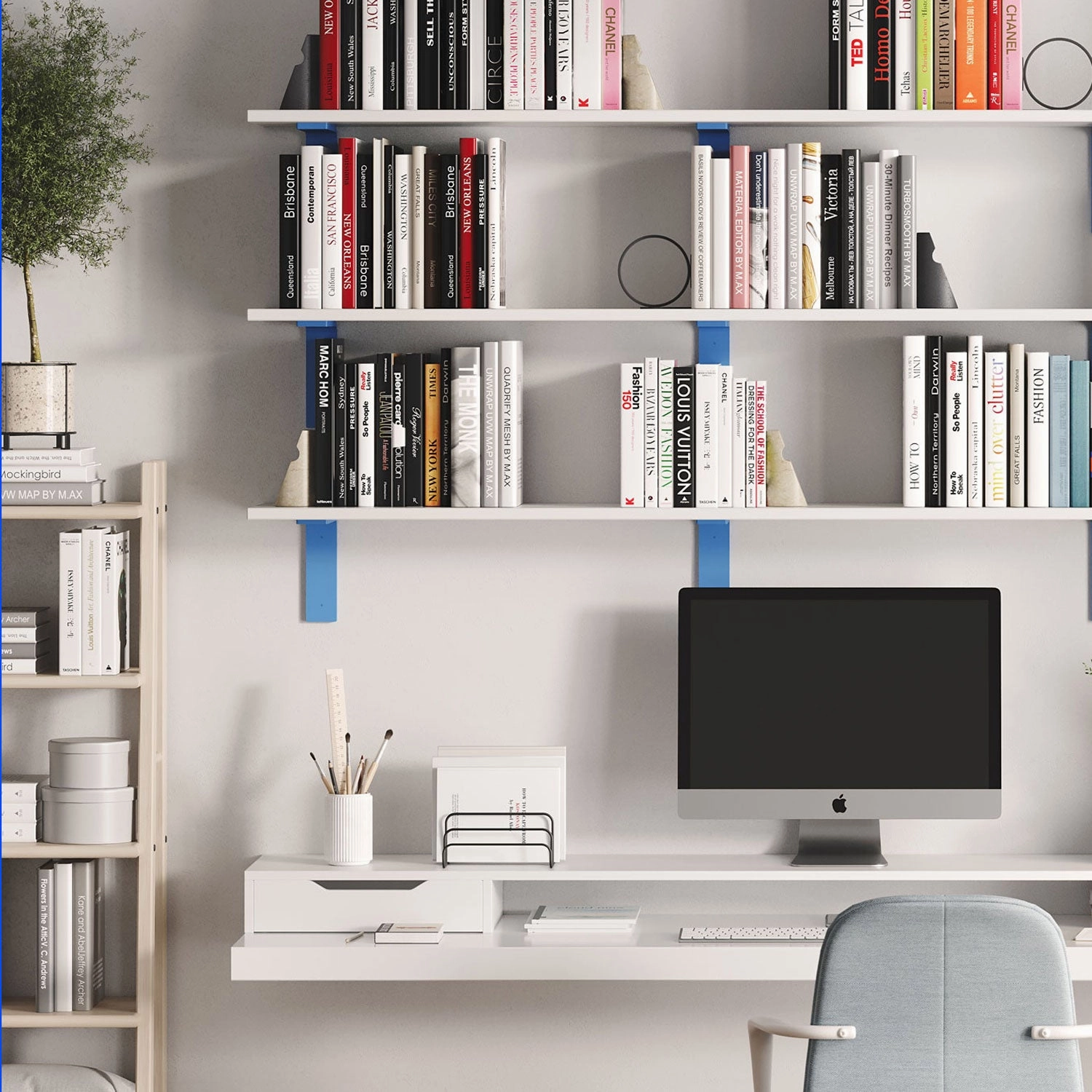 Leif Hatch Grey Rustic Wall Shelf