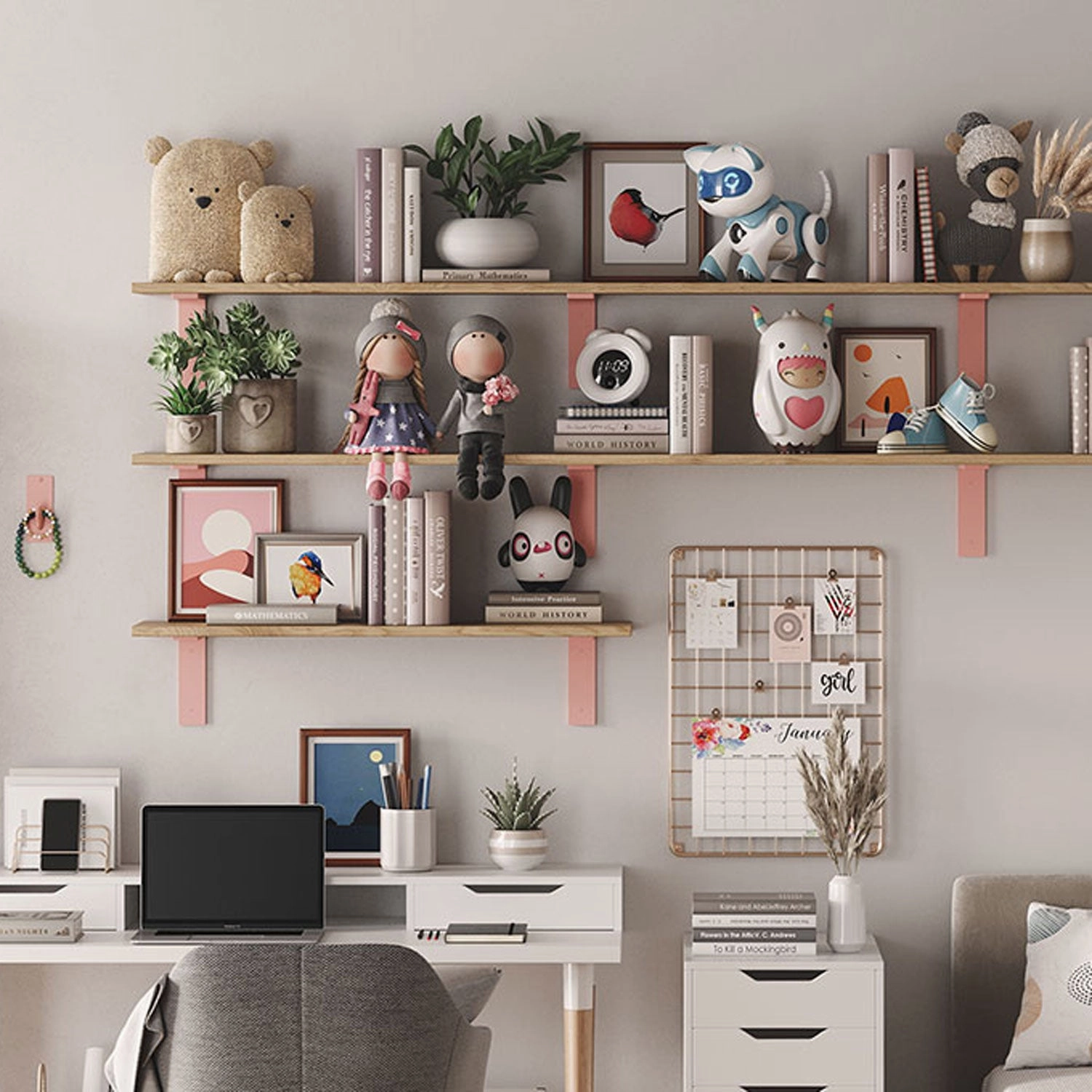 Leif Nutmeg Rustic Wall Shelf