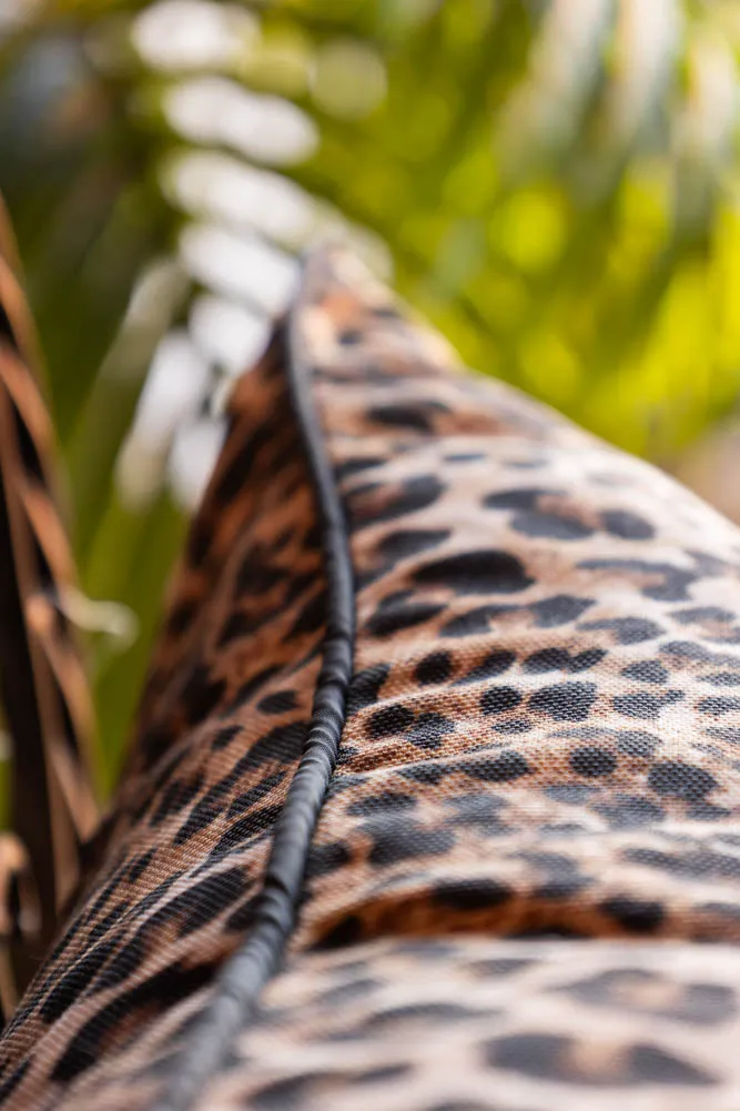 Leopard Print Outdoor Cushion With Black Piping