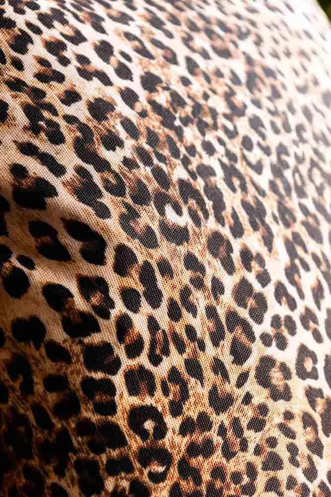 Leopard Print Outdoor Cushion With Black Piping