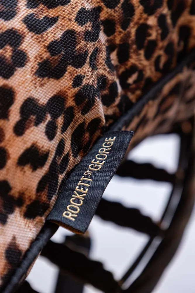 Leopard Print Outdoor Cushion With Black Piping