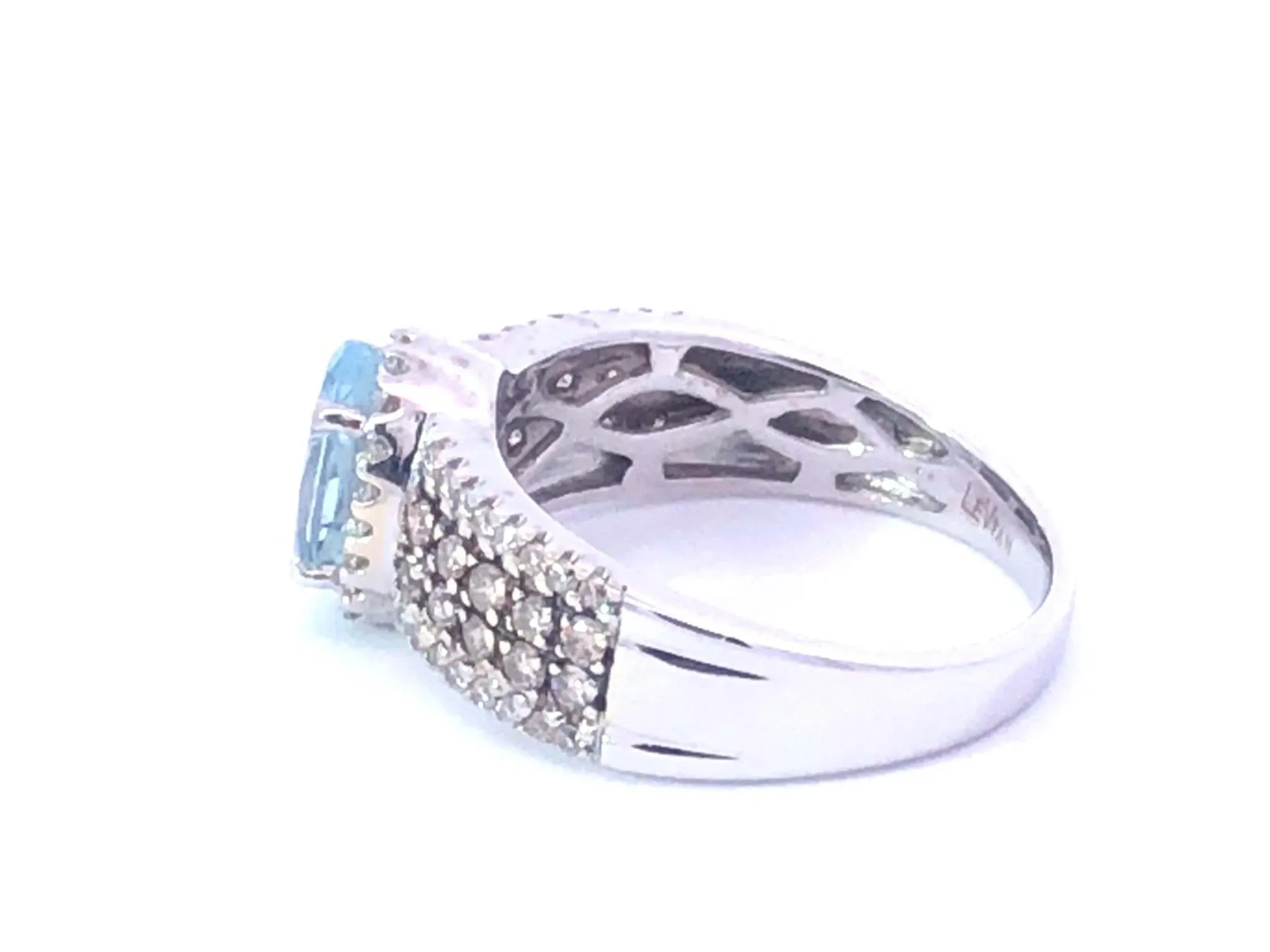 LeVian Aquamarine and Diamond Statement Ring in 14k White Gold