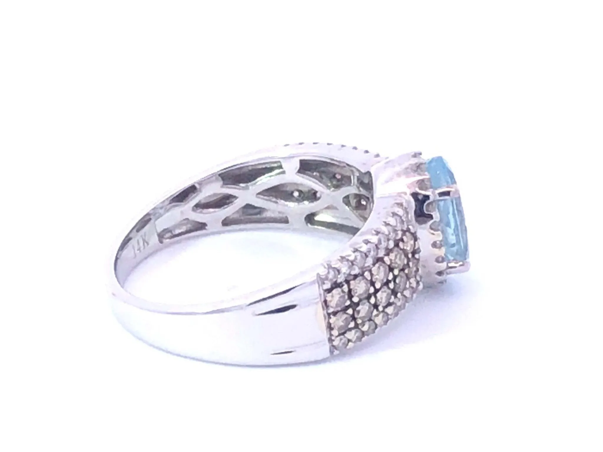 LeVian Aquamarine and Diamond Statement Ring in 14k White Gold