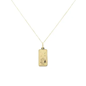 Libra Zodiac Dog Tag Necklace in 14K Yellow Gold