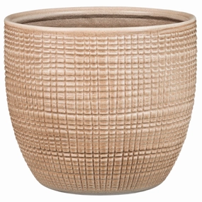 Light Brown Indoor Ceramic Cover Pot Canela (866) tall green plant  