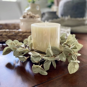 Light Green Eucalyptus Candle Ring xl flower pot  
