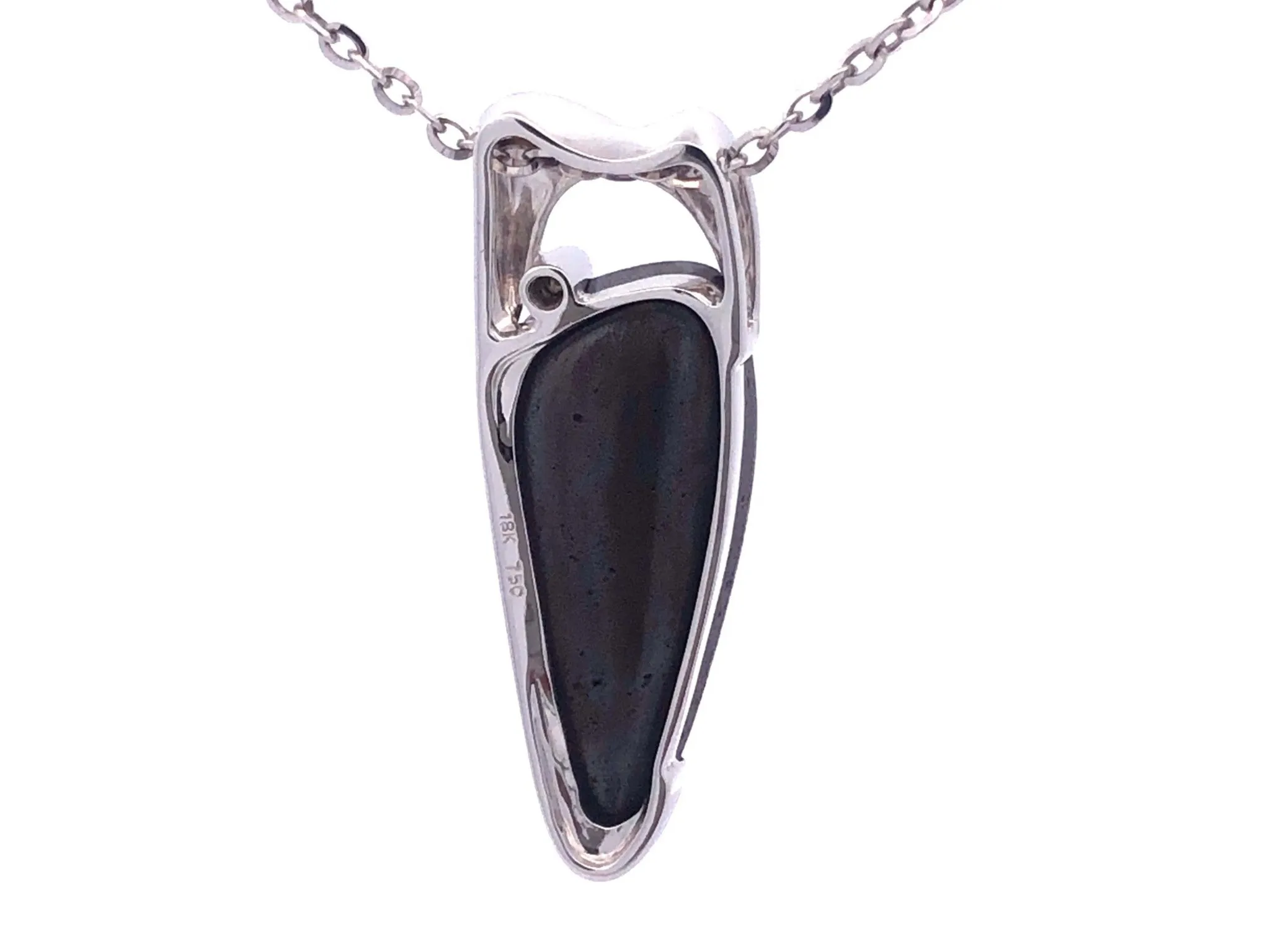 Lightning Ridge Opal and Diamond Necklace in 18k White Gold