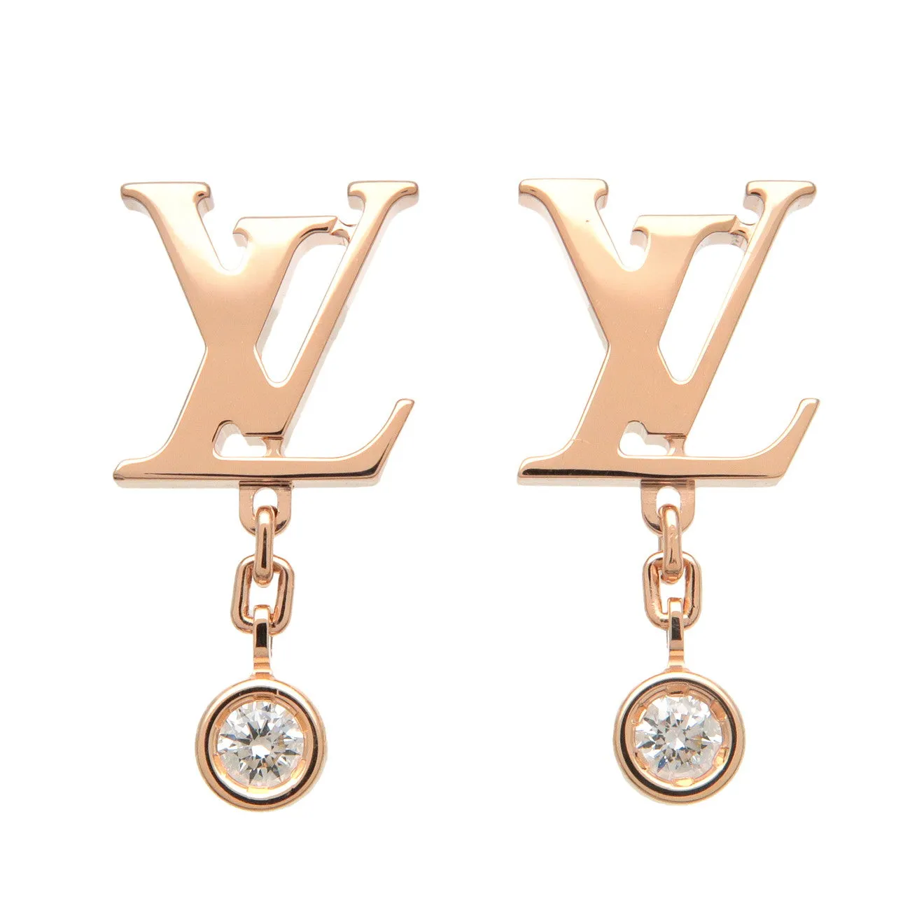 Louis Vuitton Puce Idylle Blossom LV Diamond Earrings K18YG Q96495 Used