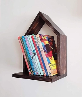 Lycka Birch Wood Hut Shape Wall Mounted Shelves cactus succulent plant  