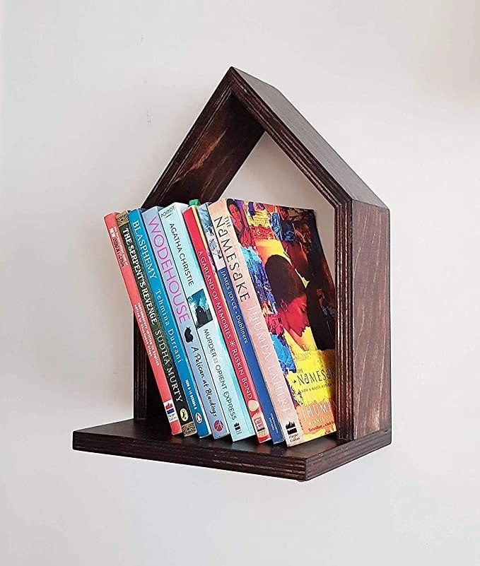 Lycka Birch Wood Hut Shape Wall Mounted Shelves cactus succulent plant  
